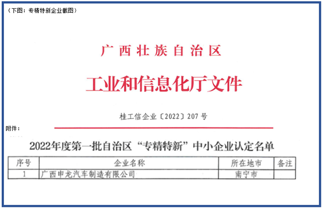 喜報！廣西申龍獲批2022年度第一批自治區 “專精特新”中小企業